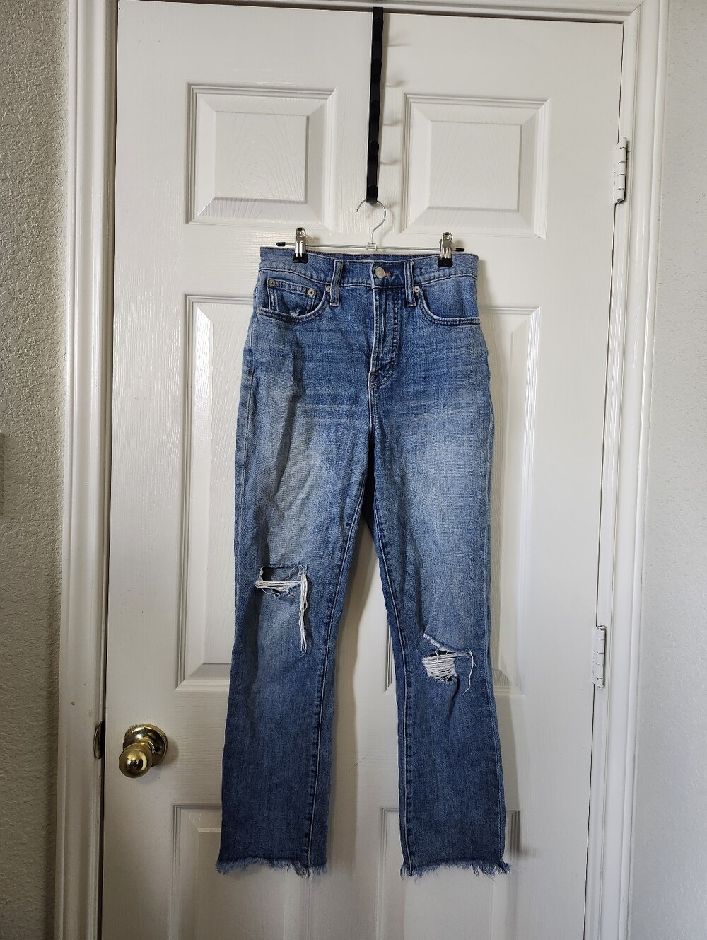 Madewell The Perfect Vintage Light Blue Straight Leg Distressed Jeans 26
